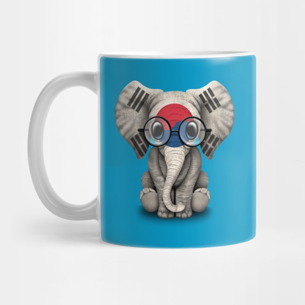 Baby Elephant with Glasses and South Korean Flag by jeffbartels